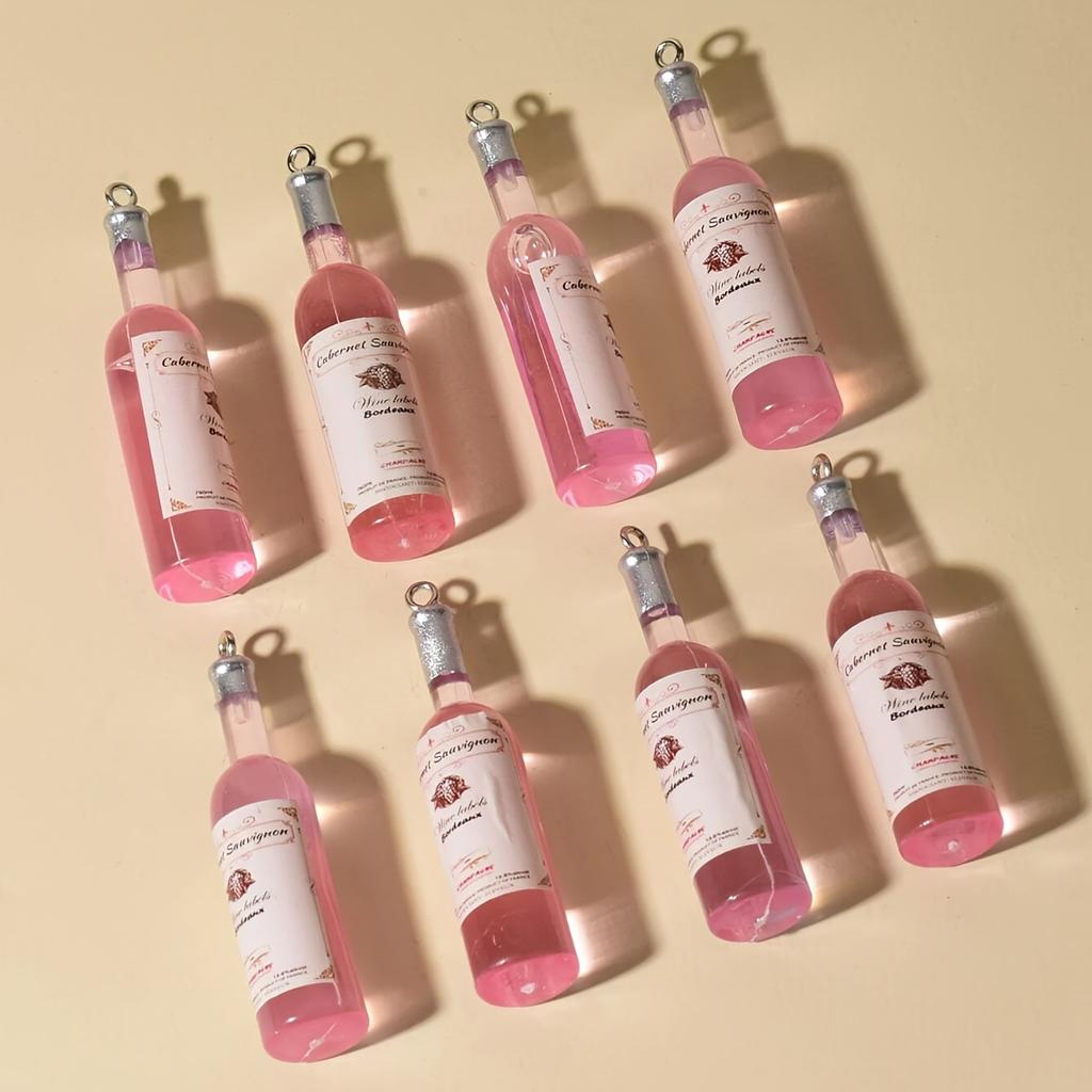 8Pcsset Fashion Wine Bottle Resin Charms Pendant For Women Diy Earring Necklace Keychain Jewelry Design Making