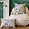 1PC LOZUJOJU Retro Blue Floral Cotton Linen Printed Pillowcase for Sofa Living Room Bedroom Home Decor 30x50/45x45/50x50cm