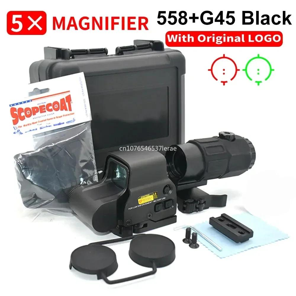 Eotech Holografisches Kollimator 558 Rotpunktvisier G43/G33/G45 3X 5X Vergrößerer Airsoft Jagdausrüstung mit 20mm Schienenmontagen & QD-Hebel