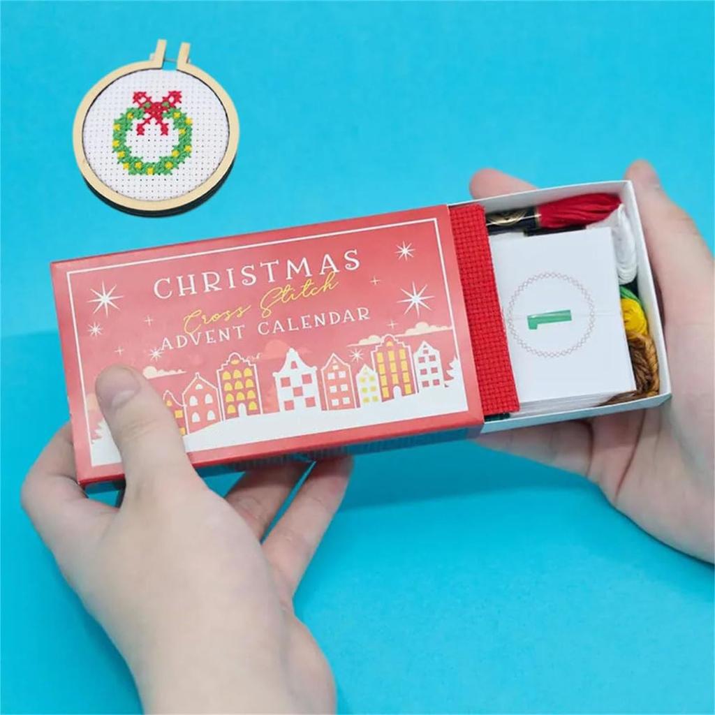 Hristmas Cross Advent Calendar, Christmas Countdown Embroidery Kit, Christmas Advent Calendar Cross Patterns For Beginners And Craft Lovers