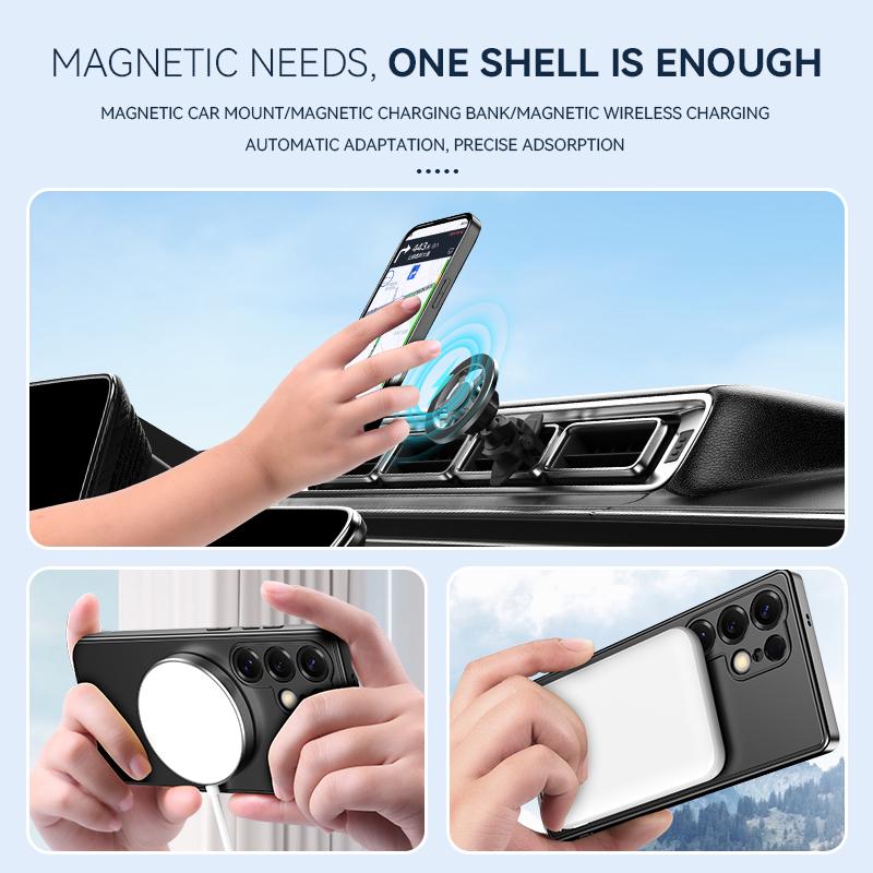 KEYSION Magnetic Phone Case for Samsung S26 Ultra 5G Metal Paint TPU+PC Upright Kickstand Shockproof Cover for Galaxy S26+ Plus