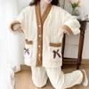 Taglie Forti Inverno Donna Caldo Abbigliamento da Casa Pigiama Signore Flanella Spesso Pile Corallo Oversize Lana Pigiama Peluche Velluto Corallo