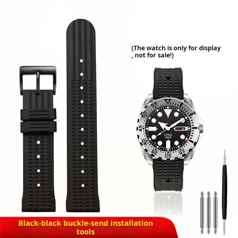 Для Seiko No 5 Черно-зеленый Водный Призрак SRPd63 SRPD53K1 перламутровый резиновый ремешок для часов Citizen Rolex силиконовый ремешок для часов 20мм 22мм мужской 22mm