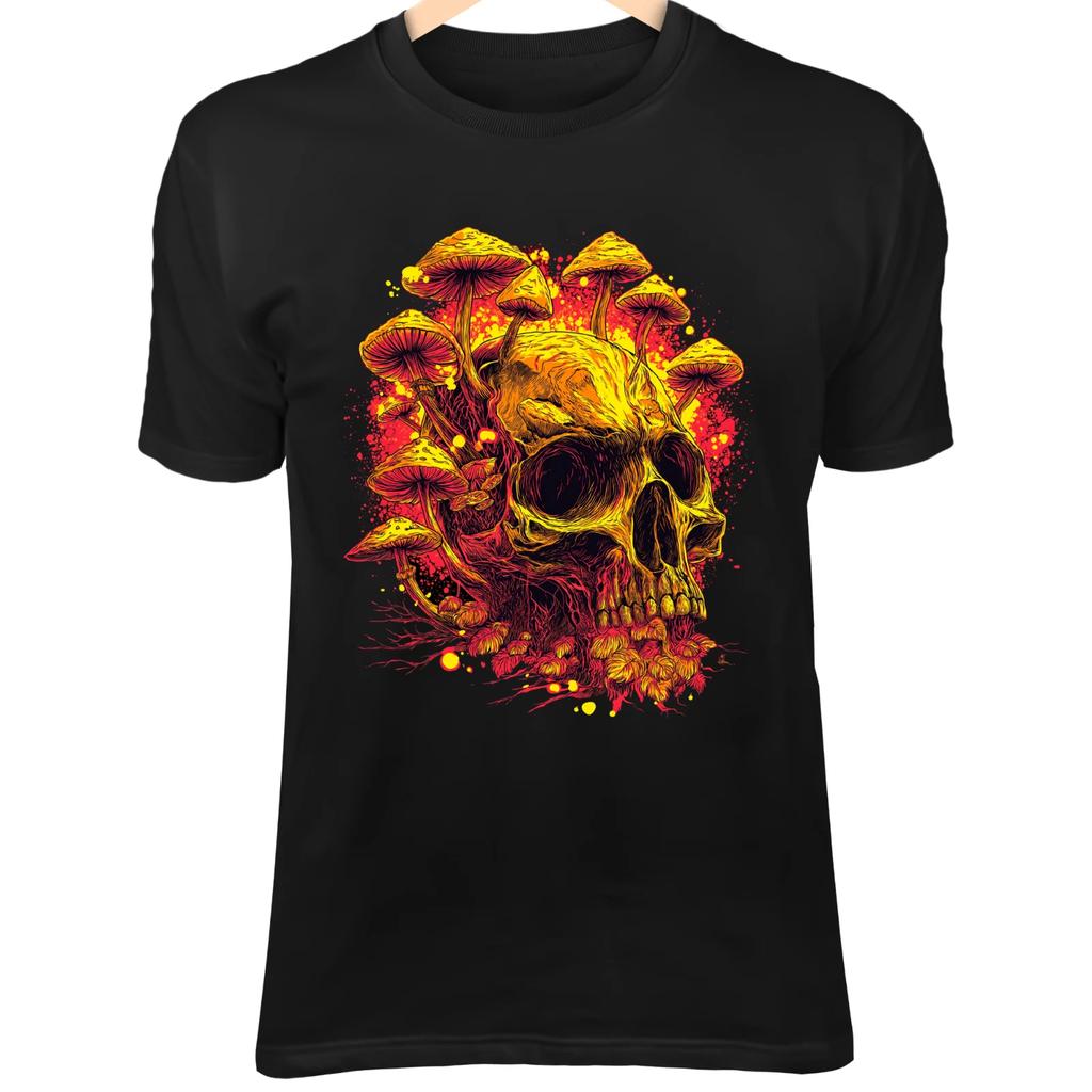 Blazing Summer Skull - Fire Aura Ancient Skull & Radiant Fungi Fantasy Art