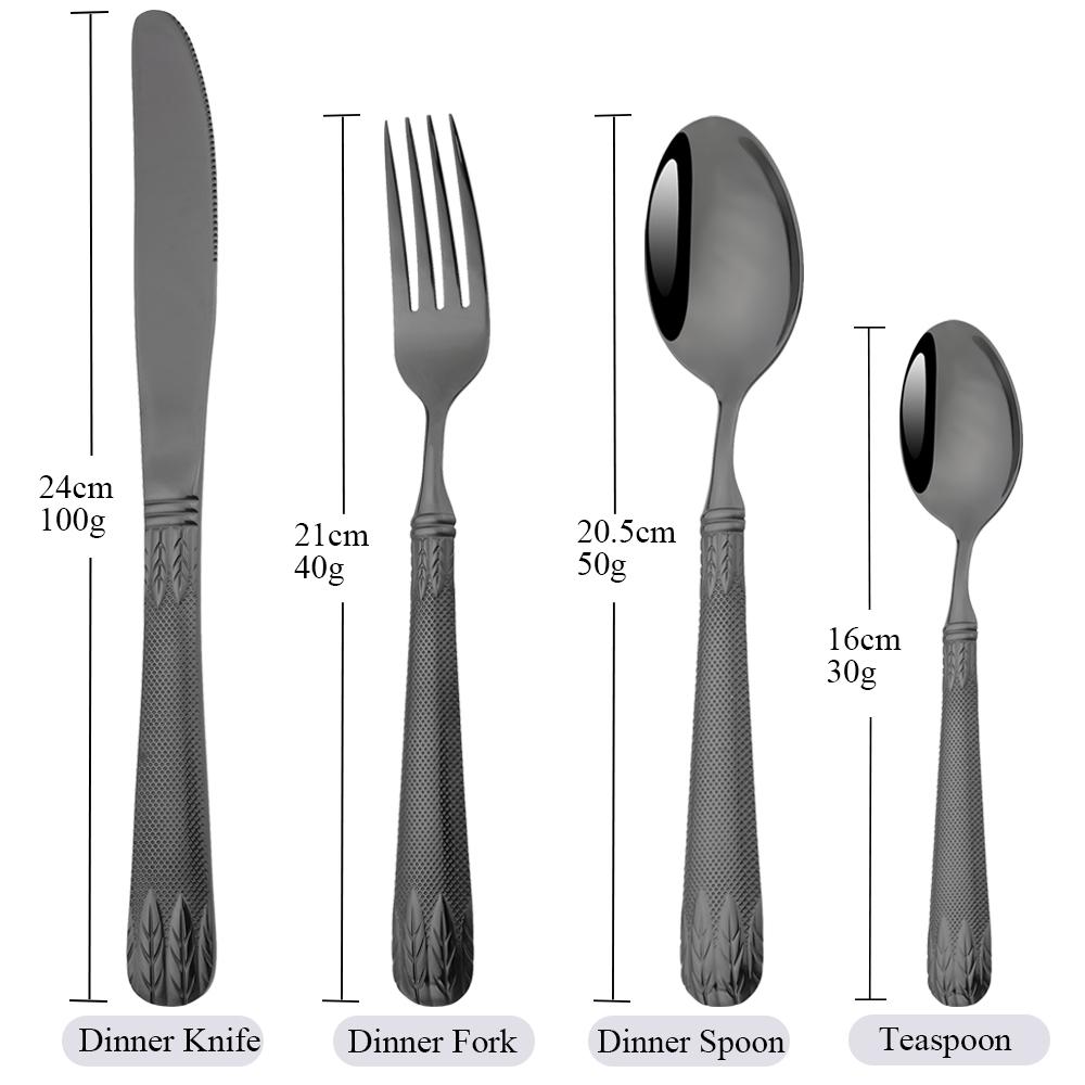 4/8/16/24Pcs Tableware Kitchen Dinner Flatware 304 Stainless Steel Luxury Wheat Ears Dinnerware Set Knife Fork Spoon Cutlery Set