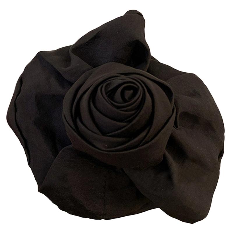 

Vintage Flower Hair Clip for Women Big Fabric Rose Hair Clamp SharkClip Hair Style Tool French Claw Clip Lady Headdress чорний