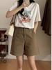 Women's High-Waist Pure Cotton Shorts - Summer 2026 Korean Style, Casual Straight Wide-Leg Design.