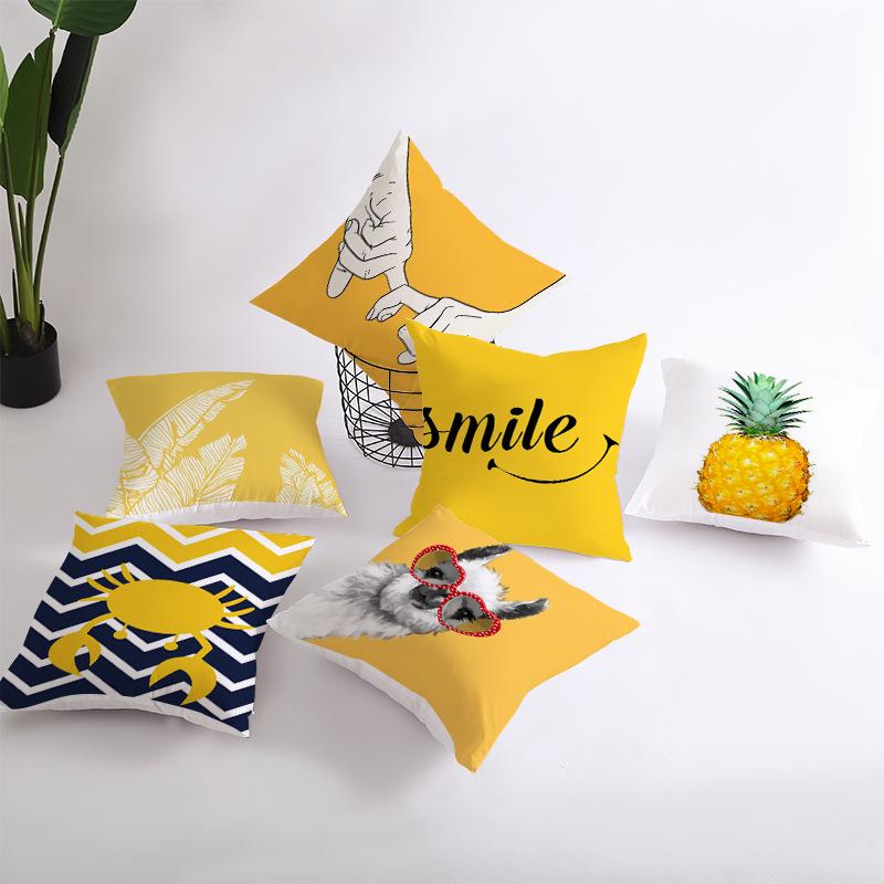 Summer Lemon Pillowcase Pineapple Leaf Peach Skin Velvet Home Living Room Bedroom Pillowcase