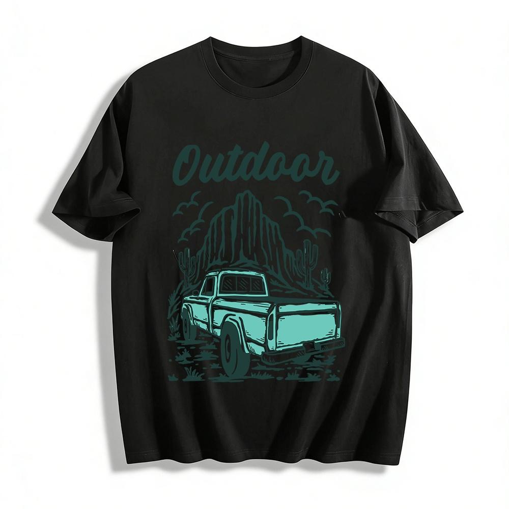 

Outdoor Desert Mountain Pickup Print Casual Short Sleeve T-Shirt Pure cotton T-shirt XXS