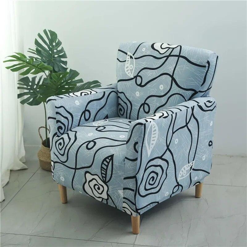 Floral Tub Chair Cover for Living Room Spandex Elastic Club Armchair Slipcover Stretch Single Sofa Covers Home Bar Counter Hotel