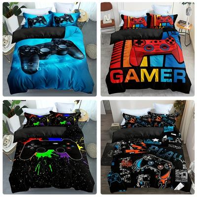 Bettbezug-Set, Videospiele-Muster, Bettwäsche-Set, Bettbezug, für Schlafzimmer, Gästezimmer (1 * Bettbezug + 2 * Kissenbezüge