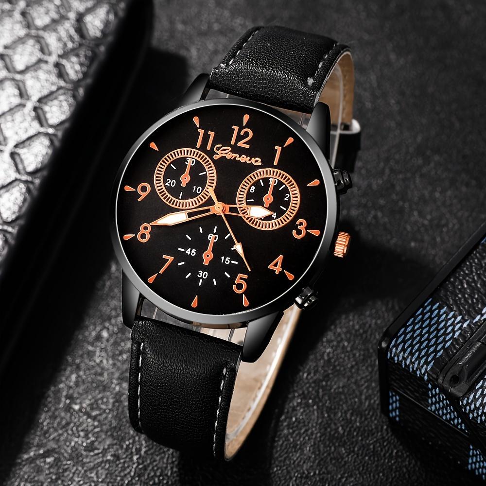 Casual Style Men's Watch Set of 4 - Quartz Movement, Round Dial, Non-Waterproof, Zinc Alloy Case, PU Leather Strap, Versatile Fashion Accessory