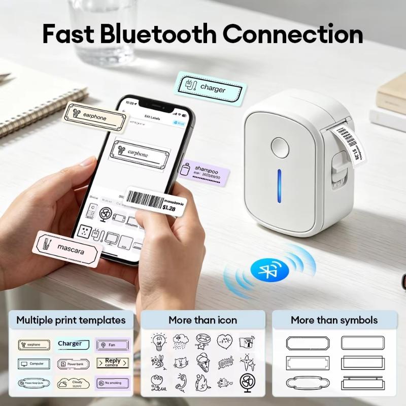 Compact Bluetooth Thermal Sticker Printer Portable Mini Label Maker Machine For Office Home Labeling