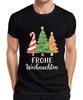 FROHE Weihnachten Weihnachtsbaum Tannenbaum Zuckerstange Lebkuche Herren T-Shirt
