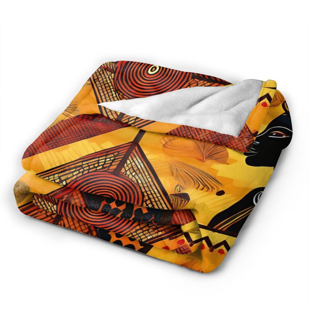 African Skin African Art Black And Gold Blankets Flannel Decoration Multifunction Super Warm Throw Blankets Quilt