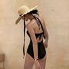 Womens Modest One-Piece Swimsuit With Underwire Support Slimming Halter Neck Black Swimwear Resort Vacation
