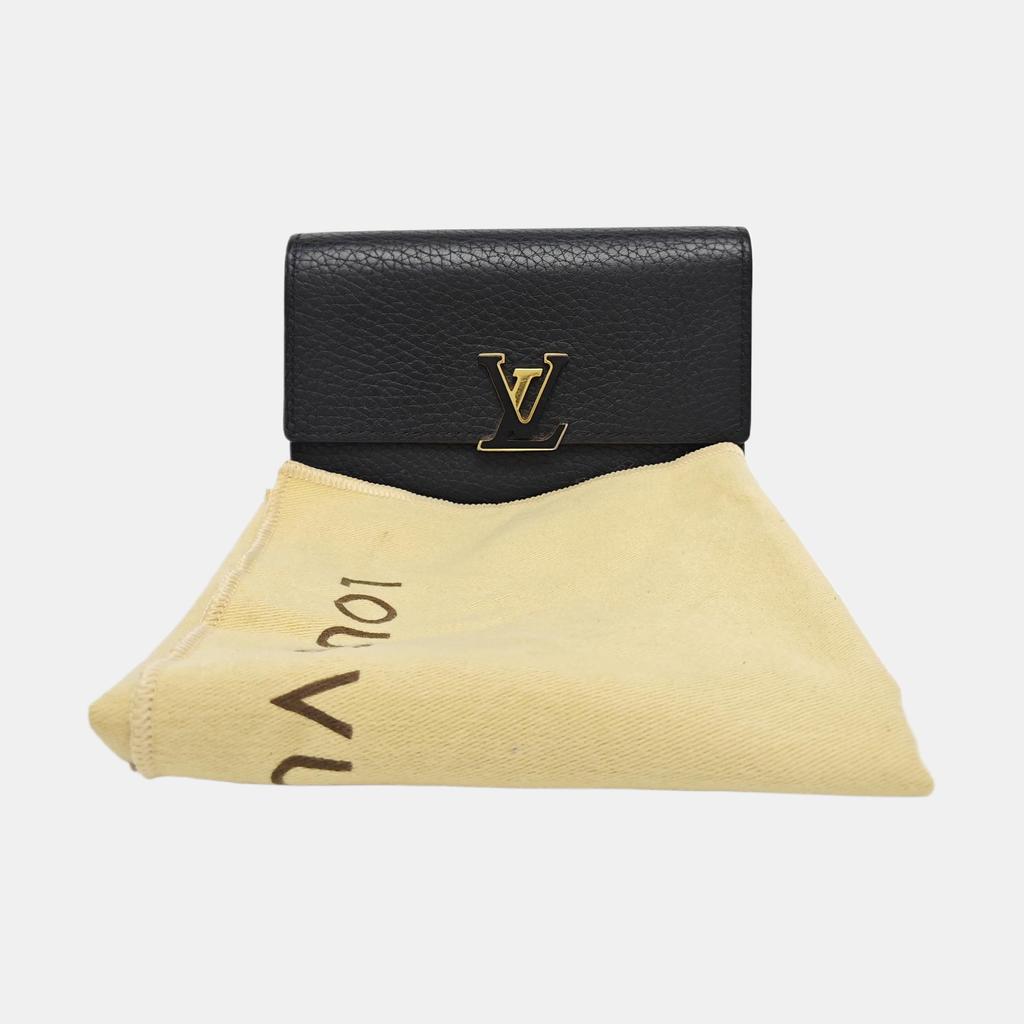 [Pre-Owned] Louis Vuitton Capucines Compact Wallet 'Black Taurillon Leather' - Good #1T15QW5