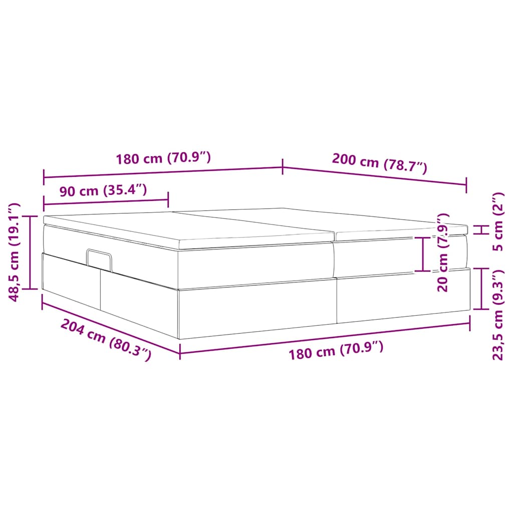 Storage Bed with Mattress Light Grey 180 x 200 cm Velvet
