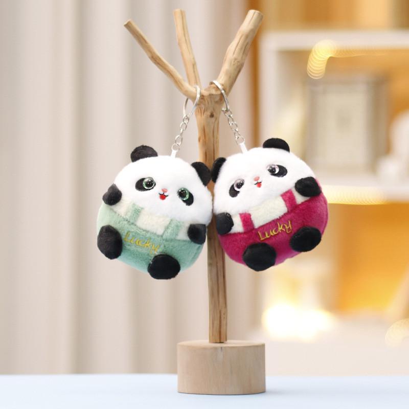 Keychain Panda Fat Cute Cartoon Girl Backpack Decoration Hanging Plush Doll Gift
