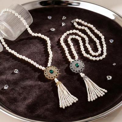 Elegant Tassel Pearl Necklace: Chinese-Inspired Luxury Sweater Chain for Women