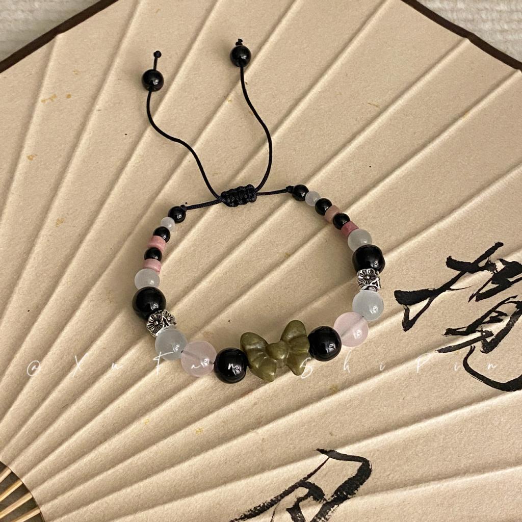 Blue Wave Streamer Mung Bean Glazed Beaded Bracelet Women's High-end Sense Light Luxury Niche New Chinese Cold Sense Versatile Jewelry