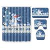 Christmas Shower Curtain Floor Mat Combination Four-Piece Set Bathroom Toilet Carpet Shower Room Mat Foot Mat