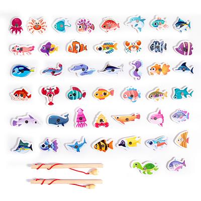 45Pcswooden Children'S Fishing Toys, Early Education Teaching Aids, Parent-Child Interactive Fishing Games
