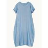 Fashion Women Dress Ladies Skirt Ice Silk Wrinkle Loose Plus Size Round Neck Short Sleeve Dress
