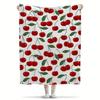 Glam Style Cherry Pattern Flannel Throw Blanket - All Seasons Reversible Multipurpose 100% Polyester Home Decor Use - Soft Comfo