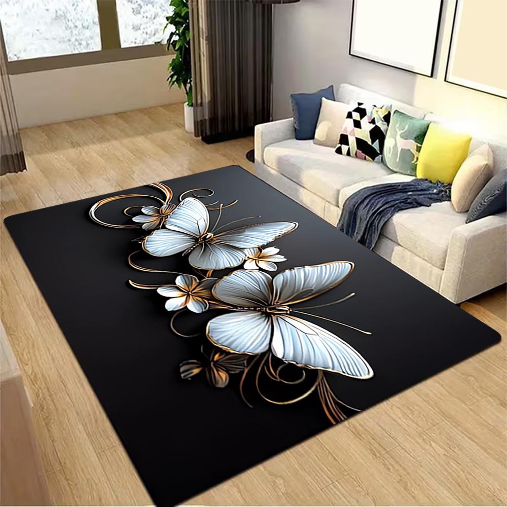 Butterfly Garden Wall Mural Decoration,Carpet,Living Room,Bedroom, Non-slip,Square rug