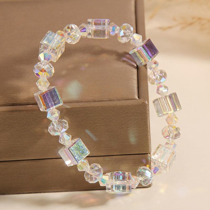 Exquisite European & American Square Crystal Bracelet: Luxurious, Dazzling Multi-Color Wristband
