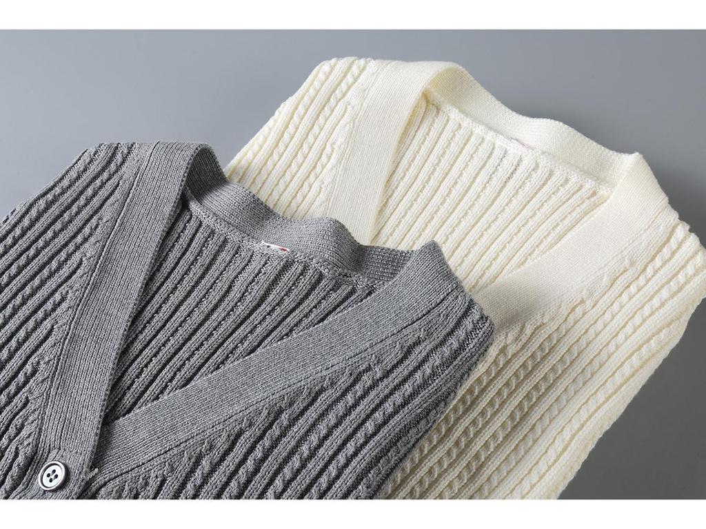 TBJL Damen Klassischer Strick-Cardigan mit vier Streifen - Herbst/Winter High-End Schlankmachende Mode.