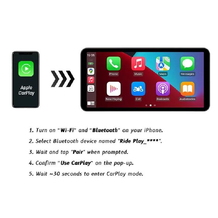6 İnç Motosiklet Akıllı Ekran – Kablosuz CarPlay ve Android Auto | Bluetooth Sesli Kontrol | IP67 Su Geçirmez | HD Dokunmatik Ekran |