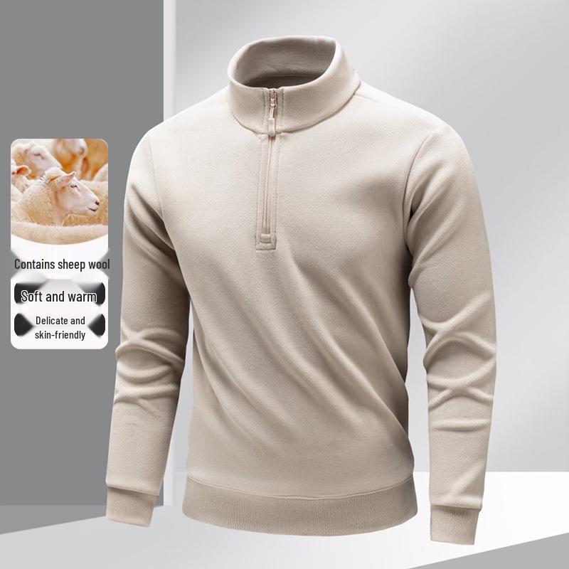 

2025 Men s Korean Style Double-Sided Half-Zip Hoodie - Trendy Solid Warm Long Sleeve Base Layer Shirt L