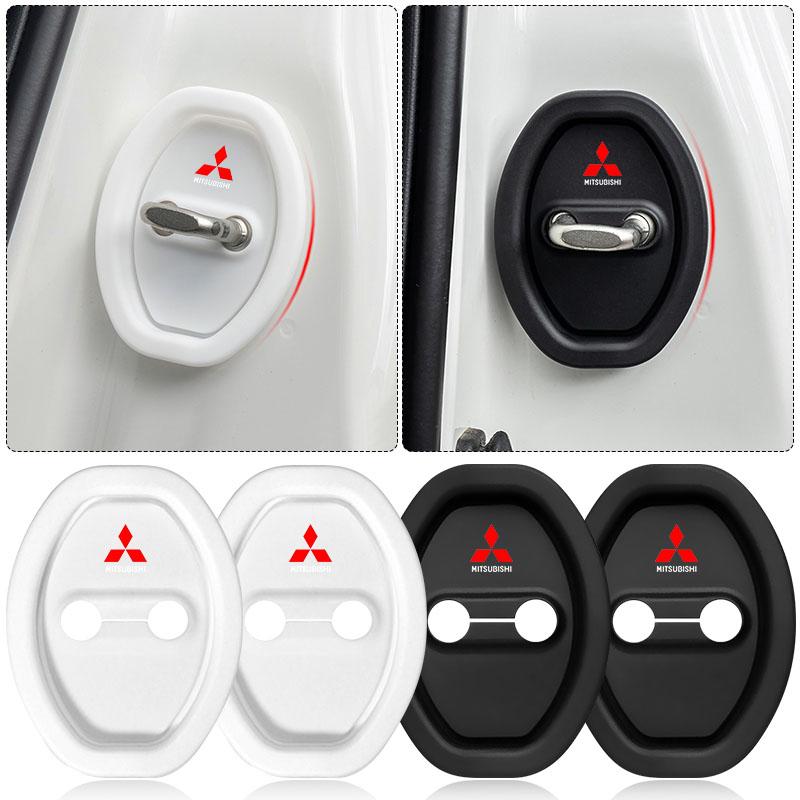 lqjn6 4pcs Car Door Lock Protective Cover Door Lock Cover Case For Mitsubishi Outlander Lancer 10 9 ASX RALLIART Eclipse L200 Pajero