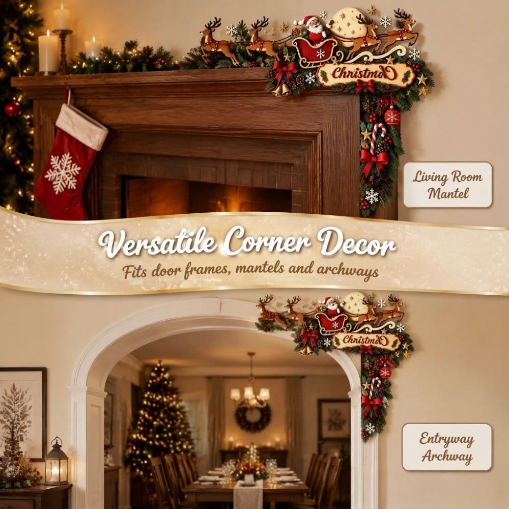 Wooden Material Wooden Christmas Door Frame Ornament Christmas Door Corner Sign Christmas Holiday