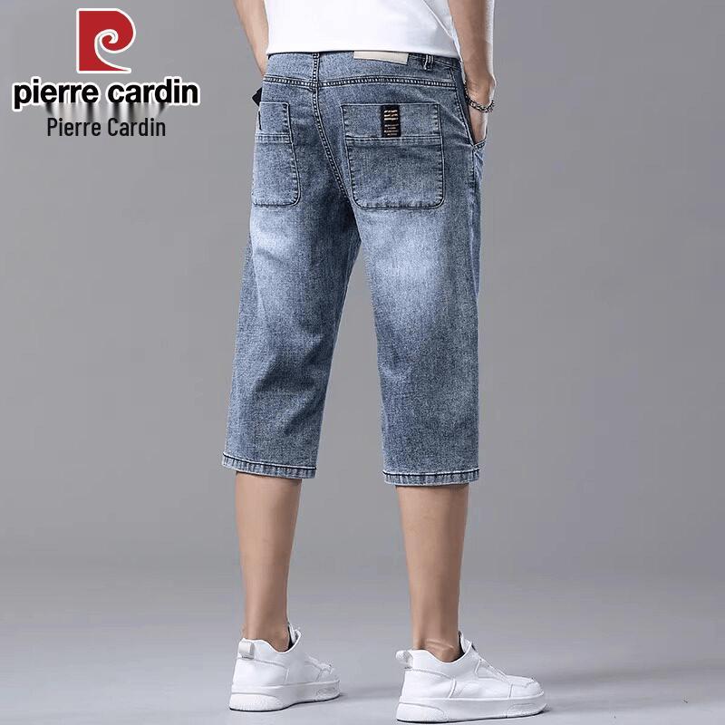 Pierre Cardin Men s Ice Silk Loose Straight Denim Capri Shorts 30