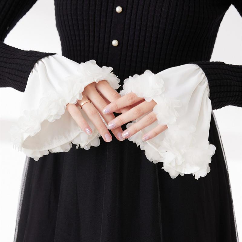 Girl's Fairy Flower Decorative Fake Sleeves Elegant Flared Ruffled False Cuff Women Elegant Sweater Decorative Arm Covers