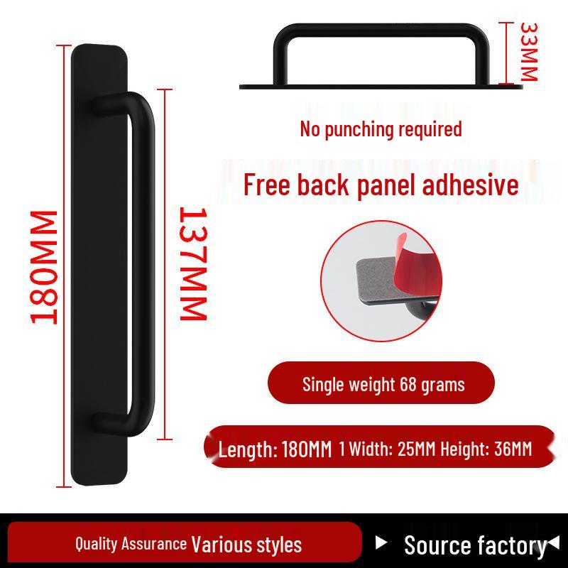Aluminiumlegering Deurklink zonder Boren voor Glazen, Stalen, Kunststof Balkon-, Schuif- en Kastdeuren