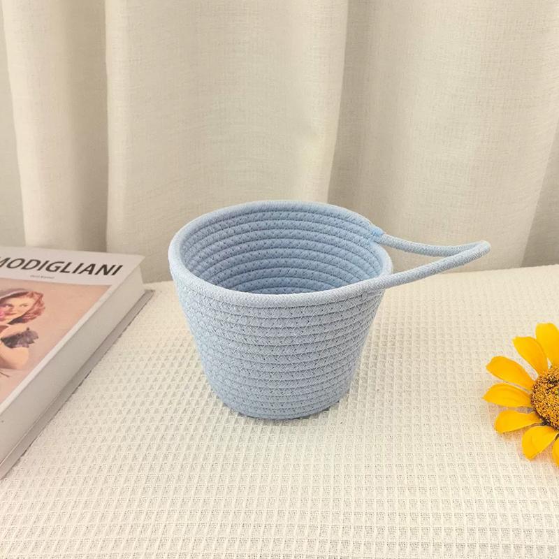 Cotton Rope Woven Storage Basket, Small Laundry Baskets, Desktop Sundries, Keys, Toys, Snacks Organizer Box, Ins Hanging
