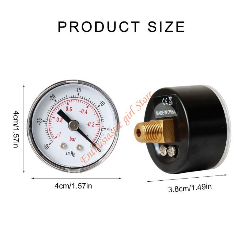 Vacuum Pressure Gauge 1/8" BSPT Back Mount 40mm 0 30 0 & 1 Bar Metal for She RXJB