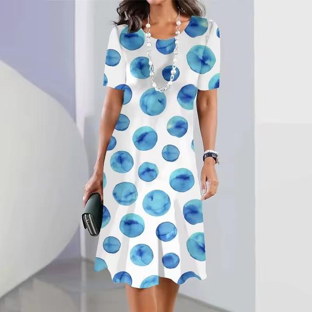 Elegant Fashion Short Sleeve T-shirt Dress Beach Vacation Midi Dresses Women 3d Print Clothing