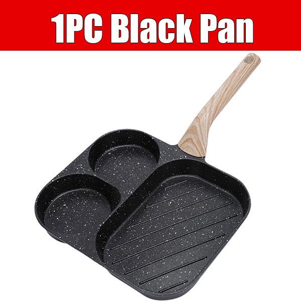 Large 3-In-1 Divided Breakfast Frying Pan Nonstick Egg Omelette Grill Pan Steak Pan Skillet Hamburger Bread Cooking Utensils