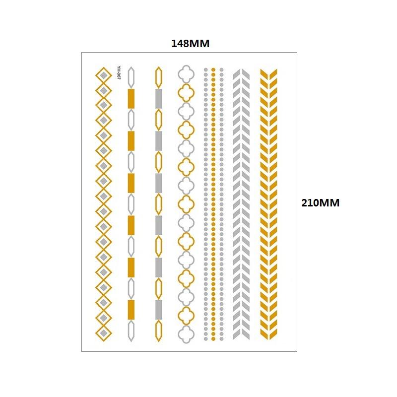 Yh Retro Large Bronzing Tattoo Sticker Waterproof Tattoo Sticker Amazon Set Hot Silver Color Printing Sticker