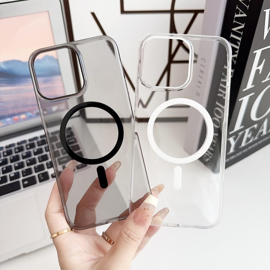 Ultradünne transparente magnetische Telefonhülle für iPhone 16 15 14 13 12 11 Pro Max iPhone16 Wireless Charge Back Clear Cover