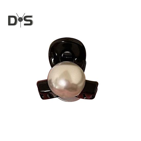 Girl Small Clip Heart Round Shape Faux Pearl Decor Hair Pin Plastic Anti-slip Design Mini Bangs Side Clip Hair Accessories