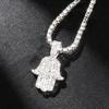 Hamsa Fatima Hand Necklace with Diamond Encrusted Pendant and Hip Hop Chain