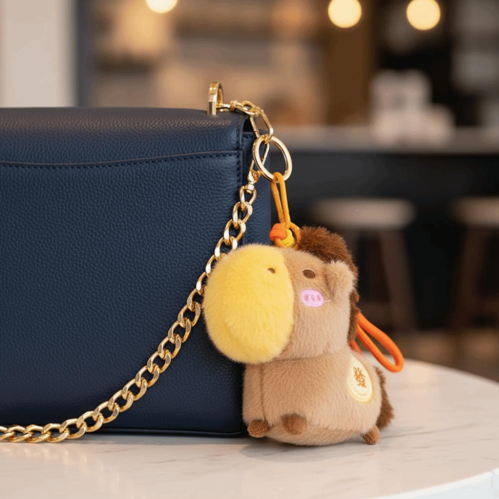 Cartoon Colourful Horse Plush Pendant Keyring Simulation Horse Toy Keychain  New Year Gift