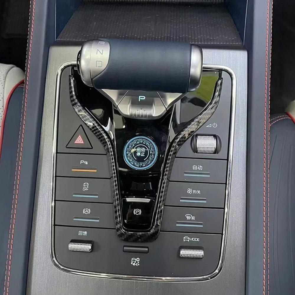 For BYD ATTO 3 Yuan Plus 2022 2023 2024 Gear Shift Lever Panel Center Console Cover Car Accessories Imitation Carbon Fiber