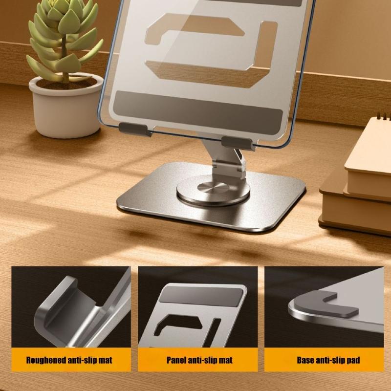 Faltbarer Tablet-Halter Ergonomische 360°-Schwenkbasis Wärmeableitendes Design Solide Metallkonstruktion für Tablets und Handys